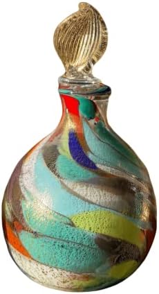 בקבוק הבושם של הזכוכית של מוראנו בעבודת יד איטלקית מיוצר בעבודת יד | מיכל ניחוח מלאכותי מעודן | בעבודת יד באיטליה